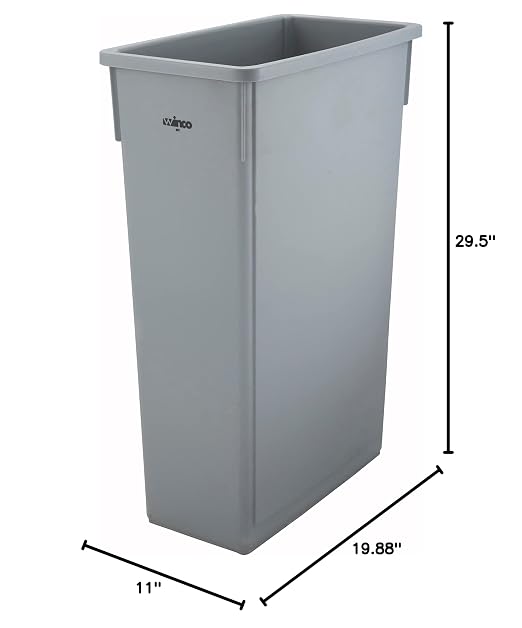 Winco PTC-23SG Slender Trash Can, 23-Gallon, Gray,Medium - Image 6