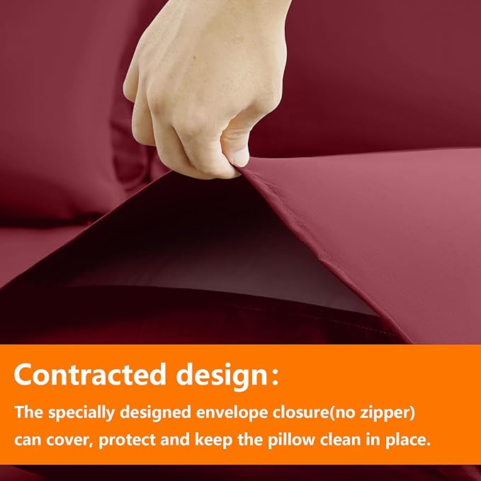 TAIMIT Burgandy Twin Size Comforter Set - 5 Pieces, Bed in a Bag Bedding Sets with All Season Soft Quilted Warm Fluffy Reversible Comforter,Flat Sheet,Fitted Sheet,1 Pillow Shams,1 Pillowcases