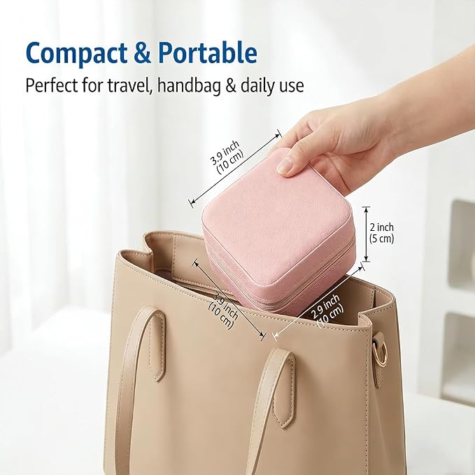 Jewelry Box for Women Girls, Small Travel Jewelry Organizer, Mini Portable Jewelry Storage Case as Small Gifts for Women, Pink - Image 5