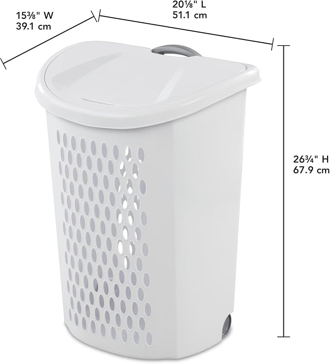 Wheeled Plastic Laundry Hamper,Ultra Wheeled Design Clothes Laundry Basket,Extra Large 135L Pull Handle & Side Grips Plastic Ventilated Clothes Basket for Home, Dorm, or Apartment - Image 2