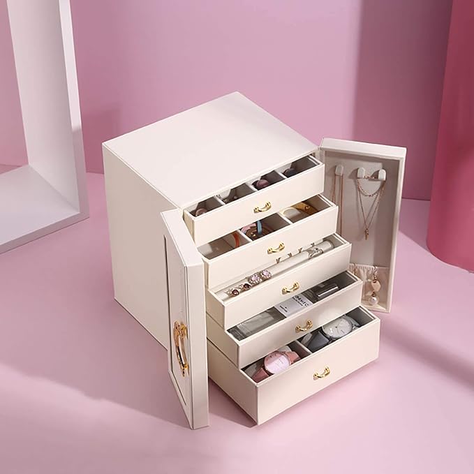 Cute Jewelry Box for Women teen Girls Jewelry Organizer Large Jewelry Organizers and Storage Faux Leather Jewelry Storage Jewlery Box Jewellery Box Joyeros Organizador De Mujer - Image 5