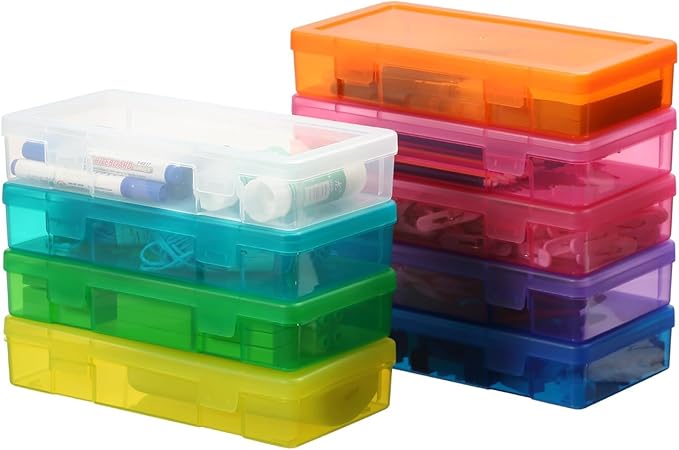 novelinks Plastic Clear Storage Containers for Organizing, Craft Storage Organizers and Stackable Storage Bins with Lids for Pencil Box, Bead, Cookie Cutter, Board Game (9 Pack Medium -Color) - Image 6