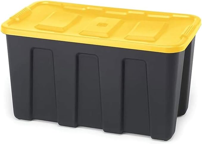 HOMZ 4-Pack Durabilt Tote, Heavy Duty Plastic Storage Bins with Lids, 34 Gallon, Black/Yellow - Stackable Organizing Containers for Home, Garage, and Office - Image 9