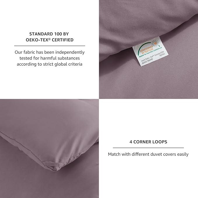CozyLux King Size Comforter Set Dusty Purple, 3 Pieces Solid Comforters King Size Breathable Bedding Sets, Grayish Purple Luxury Lightweight Bed Set with Down Alternative Comforter and 2 Pillowcases