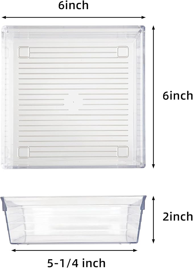 Backerysupply Clear Plastic Drawer Organizer Tray for Vanity Cabinet (6"×6"×2"，Set of 8),Storage Tray for Makeup, Kitchen Utensils, Jewelries, and Gadgets… - Image 2