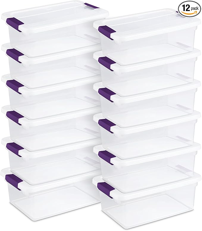 Sterilite 12-Pack ClearView Latch Box, Stackable Organizer Bins with Lids, 15 Quart - Clear Plastic Organization Containers for Closet, Bedroom, Shelving Units and Home or Office Storage by Sterilite