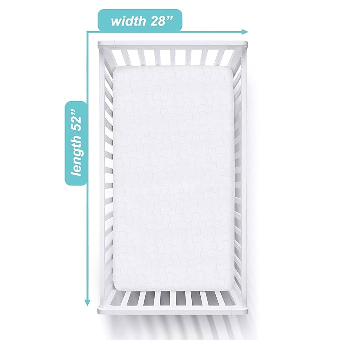 American Baby Company 2 Pack Waterproof Fitted Crib Mattress Protector 52" x 28" - Quilted, Noiseless, Soft & Breathable Crib & Toddler Mattress Pad Cover, White (Little Lamb)