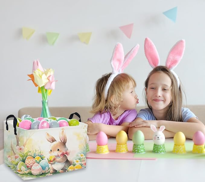 Easter Basket for Kids Gift - Rectangular Toy Storage Basket Organizer Bin Box Room Decor for Home(Color Easter) - Image 5