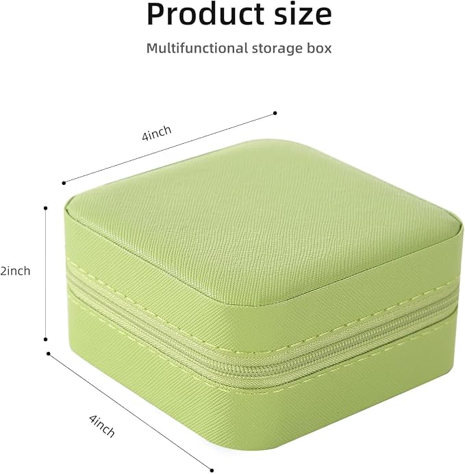 KElofoN Travel jewelry case Travel jewelry box Travel Jewelry Organizer Small Jewelry Organizer Box Gift for Girls Women with Mirror(Grass green) - Image 2