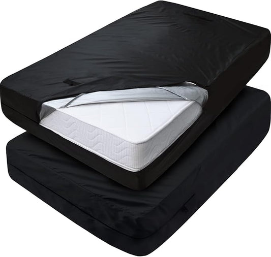 Mattress Bags for Moving Twin 2 Pack, Mattress Storage Bag Waterproof with Strong Handles & Double Zippers, Reusable Mattress Protector, Black