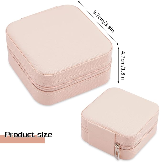 Neveika Portable Travel Mini Jewelry Box Leather Jewellery Ring Organizer Case Storage Gift Box Girls Women (pink). - Image 4