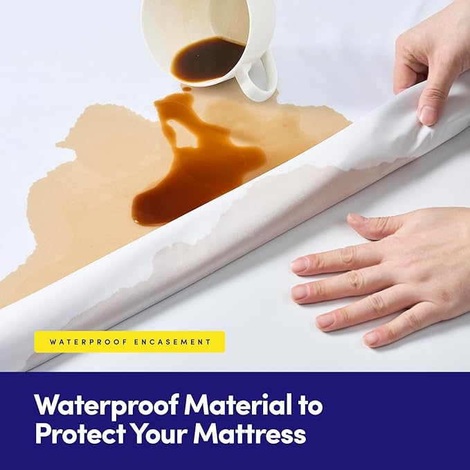 Full Size Mattress Protector – Waterproof Zippered Mattress Encasement – Breathable Polyester Membrane – Fits 10″–16″ Deep Mattresses – Full Encasement, Liquid Barrier, Machine Washable