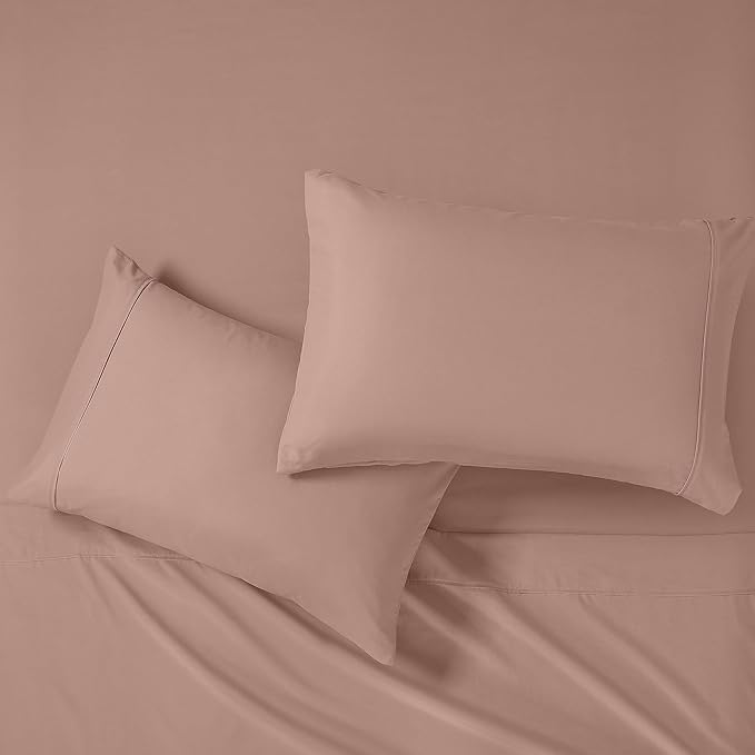 Modern Threads Soft Microfiber Solid Sheets - Luxurious Microfiber Bed Sheets - Includes Flat Sheet, Fitted Sheet with Deep Pockets, & Pillowcases Rose California King
