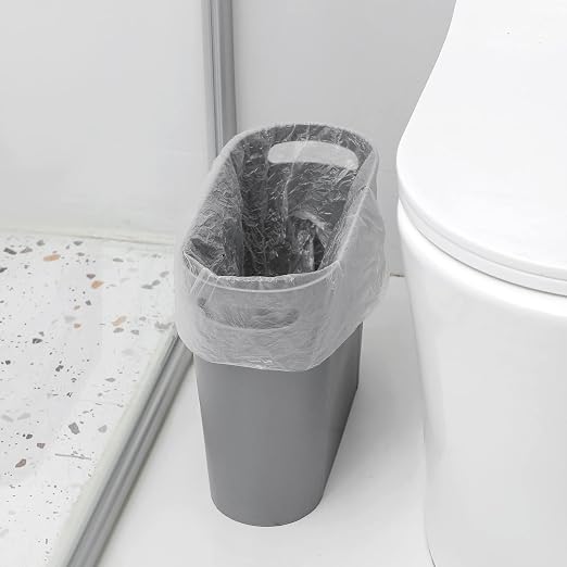 rejomiik Small Trash Can, Slim Garbage Can Plastic Waste Basket with Handles 3.5 Gallon Container Bin for Narrow Spaces Bathroom, Bedroom, Kitchen, Office at Home, 2 Pack Grey - Image 4