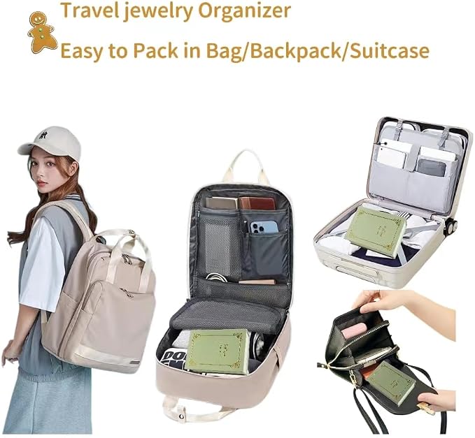 Book Jewelry Organizer Box with Magnetic Closure, PU Leather Double-Sided Jewelry Storage for Rings Necklaces Earring, Travle Jewelry Case Gift for Mom - Image 6