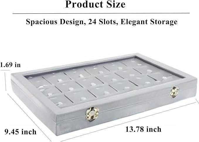 Jewelry Box Necklace Organizer Tray (Grey) Necklace Display Case for Storage Jewelry Display Stand 24 Slot Pendant Holder for Women - Image 5