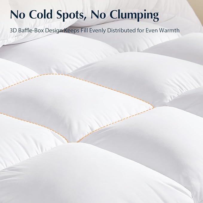 Pacific Coast Premium Goose Down Fiber Comforter King Size, 420TC 100% Australian Cotton Shell, All-Season Comforter with Hidden Baffle Box & Double-Stitched Piping (106"x90")