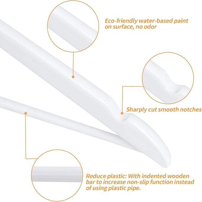 Amazon Basics Durable Wooden Clothes Hangers,White,(Pack of 80) - Image 3
