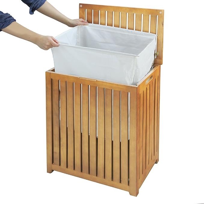 Oceanstar Spa-Style Bamboo Laundry Hamper - Image 5