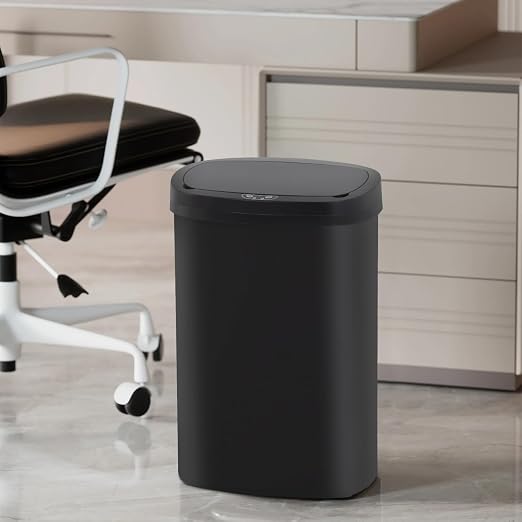 BestOffice | 13 Gallon Trash Can with Lid | Automatic Touchless Garbage Can | Odor Control | Modern Oval Design | Easy to Clean | Plastic | Black | Fits Any Kitchen, Bathroom, Office or Home - Image 6