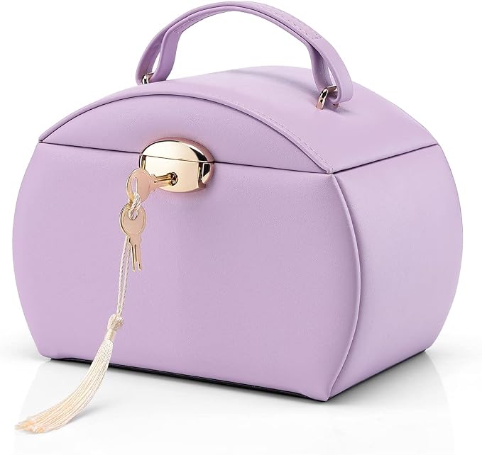 Vlando Musical Jewelry Box with Spinning Ballerina, Lockable Girls’ Jewelry Organizer for Necklaces Rings and Hair Accessories, Gift for Girls and Kids, Purple - Image 5