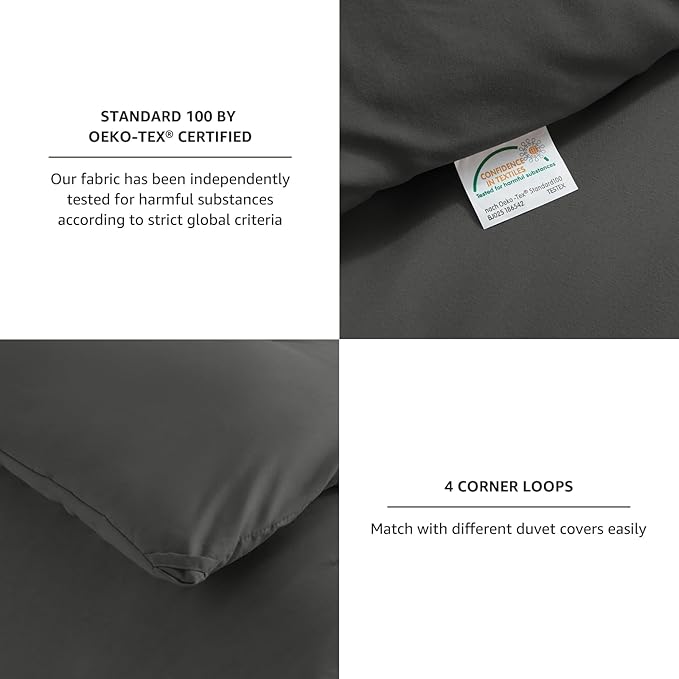 CozyLux Oversized Queen Comforter Set Dark Grey, 3 Pieces 98x98 Solid Breathable Bedding Sets All Season, Dark Gray Luxury Soft Lightweight Bed Set with Down Alternative Comforter and 2 Pillowcases