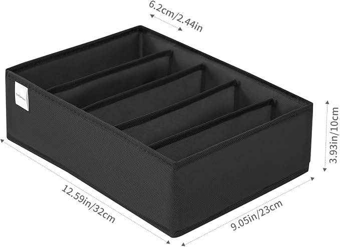 4 Packs T-shirt Drawer Organizers for Clothing,5 Grids Compartment Wardrobe Storage Box, Washable Clothes Organizer for Folded Clothes, T-shirt, Legging, Silk Scarve-Black - Image 4