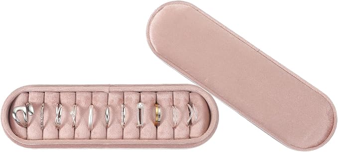 uxcell Velvet Ring Box, 11 Slots Travel Jewelry Case Ring Holder Organizer for Women Gift Proposal Christmas, Light Pink by uxcell