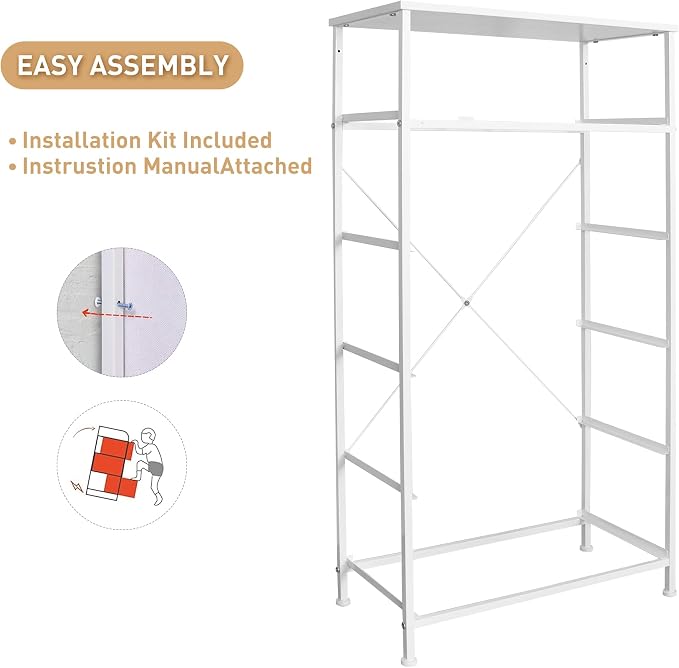 Mifuro Tall Dresser for Bedroom, Vertical Storage Organizer Tower with 6 Drawers, Chest of Drawers with Fabric Bins, Steel Frame, Wood Top for Bedroom, Closet, Entryway- White - Image 9
