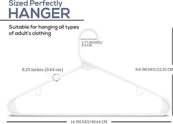 Utopia Home Plastic Hangers 200 Pack - Space Saving Clothes Hanger - Durable & Strong Closet Organizers and Storage with Built-in Strap Hooks - Essential for Shirts, Pants, Skirts & Coats (White) - Image 2