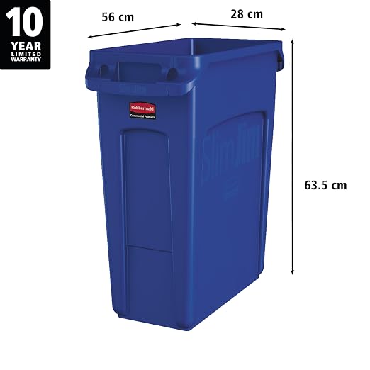 Rubbermaid Commercial Products Slim Jim Trash/Garbage Can with Venting Channels 16-Gallon Blue for Kitchen/Office/Workspace - Image 4
