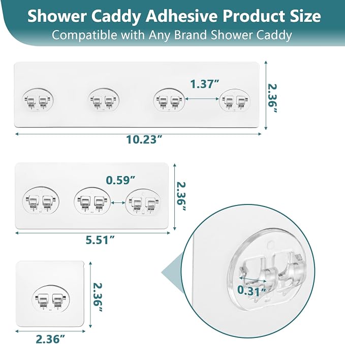 14 Pack Shower Caddy Adhesive Replacement, Strong Shower Shelf Adhesive Hooks for Corner Shelf Basket, Bathroom Rack, Kitchen Rack and Soap Holder - Image 5