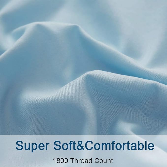 SONORO KATE Bed Sheet Set Super Soft Microfiber 1800 Thread Count Luxury Egyptian Sheets 16-Inch Deep Pocket，Wrinkle and Hypoallergenic-4 Piece (Spa Blue, California King)