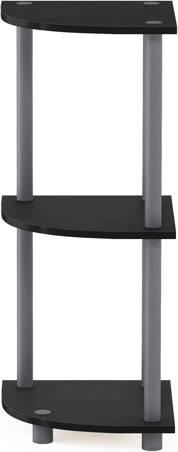 Furinno TURN-N-TUBE Corner Shelf, 3-Tier Corner Bookshelf, Display Storage Shelves with Open Shelves, for Organization and Storage, Living Room, Home Office, Garage, Black - Image 7