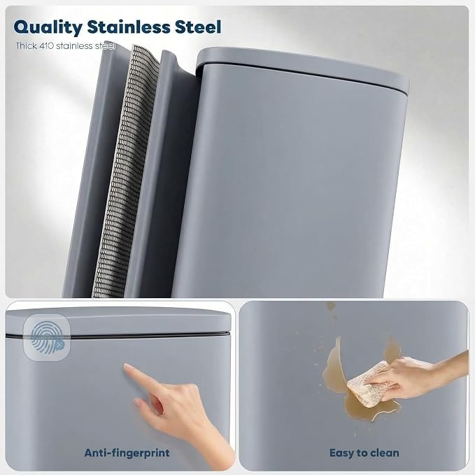 8 Gal Kitchen Trash Can, 30L Recycling or Garbage Bin, Brushed Stainless Steel Waste Basket, Soft&Quiet Close Dustbin, with Step-On Pedal, Removable Inner Bucket, for Home, Office, Living Room - Image 3