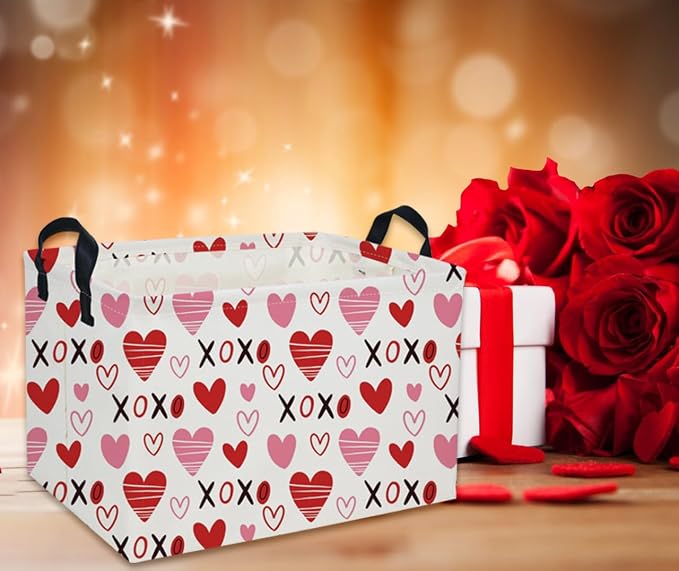 Rectangular Kids Baskets,Heart Basket,Cute Baskets Kids Storage Bin Baby Toy Organizer Box Love Room Decor for Home(XO heart ) - Image 4