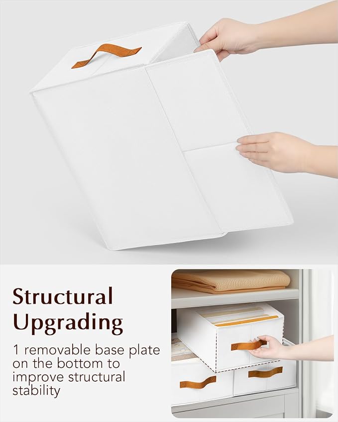 Homsorout Clothes Organizers and Storage - 4/5/7 Grids Fabric Jeans Organizer with Handles, Foldable Closet Organizers Dividers, Wardrobe organizer for Pant, Sweater, T-shirt, Scarf, 3 Pack, White - Image 6