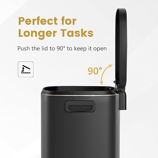 ELPHECO Kitchen Trash Can with Lid Soft Close, 13 Gallon / 50L Stainless Steel Pedal Garbage Can, Heavy-Duty Fingerprint Proof Step Wastebasket with 20 Bags, Removable Bucket, Home Office, Matte Black - Image 6
