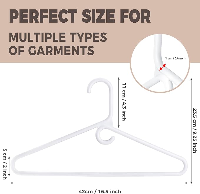 Quality White Plastic Hangers 30 Pack - Super Heavy Duty Multipack for Clothes - Thick Strong Standard Closet Clothing Hangers with Hook for Scarves and Belts-17 for Coats (White, 30) - Image 4
