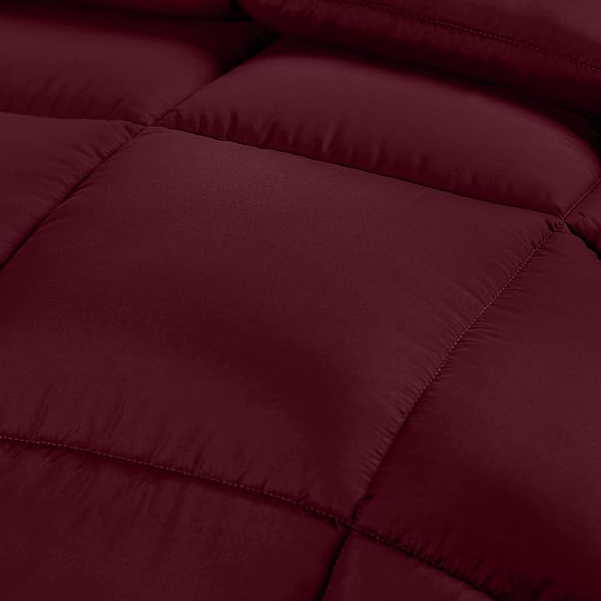Utopia Bedding Twin Comforter Duvet Insert, Quilted Burgundy Comforter with Corner Tabs, Box Stitched Down Alternative Comforters Twin Size 64 x 88 inches