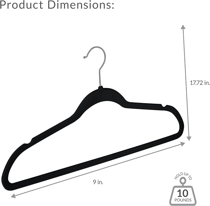 Simplify 10 Super Slim Velvet Huggable Hangers in Black - Image 3