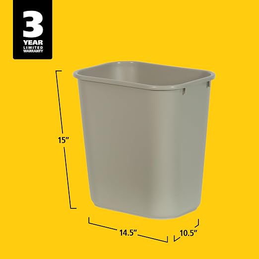 Rubbermaid Commercial Products Resin Wastebasket/Trash Can, 7-Gallon/28-Quart, Beige, Plastic, for Bedroom/Bathroom/Office, Fits Under Desk/Sink - Image 5