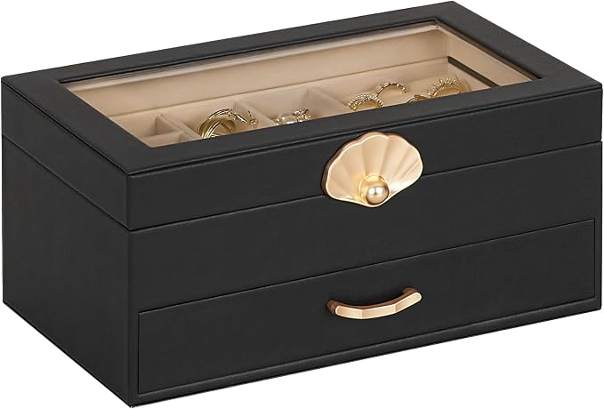 Enthralite Jewelry Box with 1 Drawers : Jewelry Display Organizer for Earrings Necklaces - Gift for Girls Women | Black by Enthralite