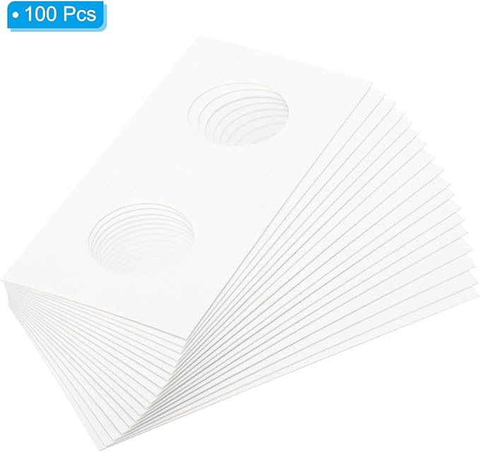 PATIKIL 2 x 2 Coin Flips, 100 Pack 25mm Cardboard Coin Holder Paper Coin Holders for Coin Collection Supplies Collector, White