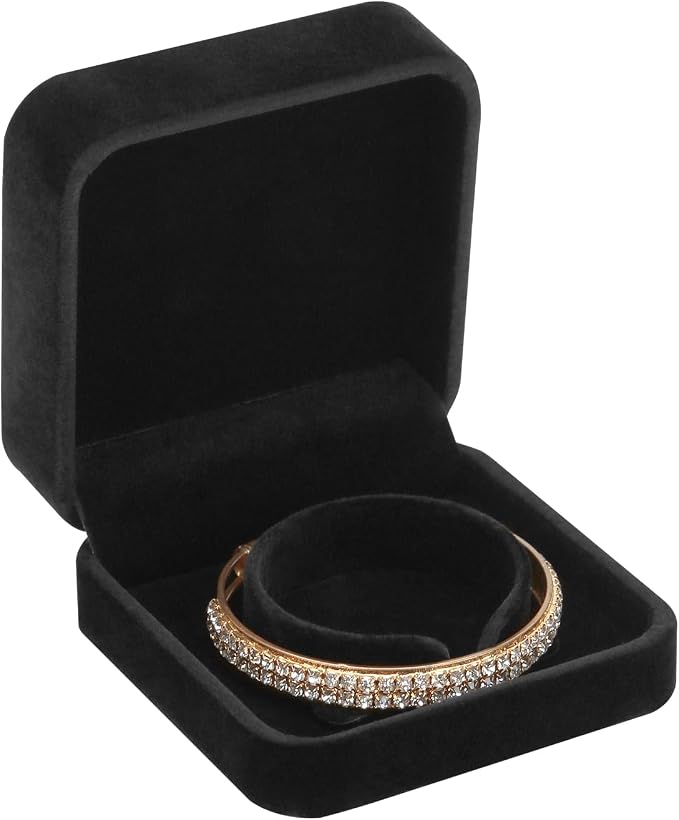 LETURE 4 Pieces Classic Velvet Bracelet Bangle Pendant Necklace Gift Box, Travel Jewelry Box Display Storage Case for Gift, Wedding, Engagement, Proposal, Birthday (Bracelet STYLE 1-4PCS) - Image 5