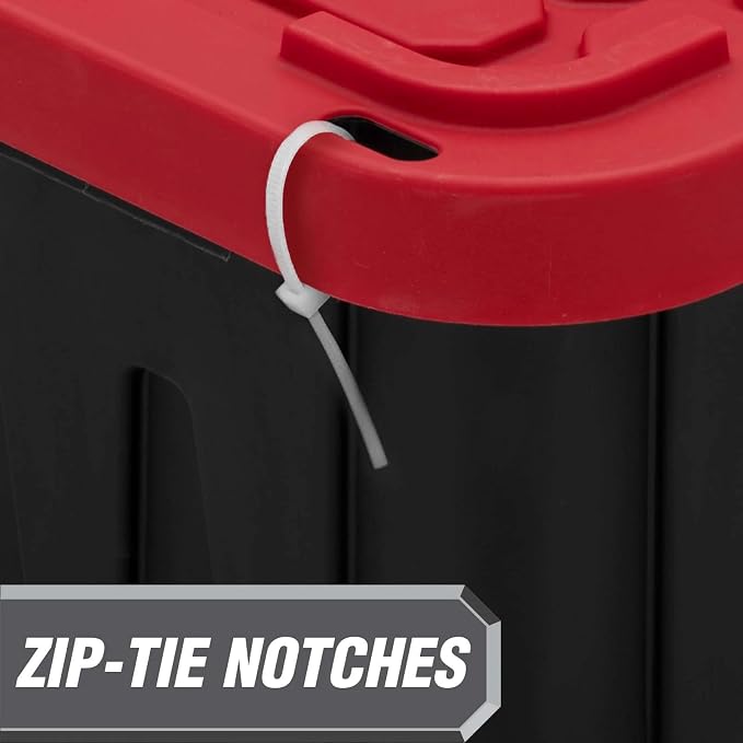 4 Pack, 27 Gallon Large Storage Bin, Plastic Storage Container with Stackable Snap-On Lid, Black and Red - Image 6