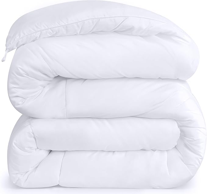Utopia Bedding Comforters Twin Size, All Season Duvet Insert, Down Alternative Box Stitched Bed Comforter with Corner Tabs, Machine Washable (White)