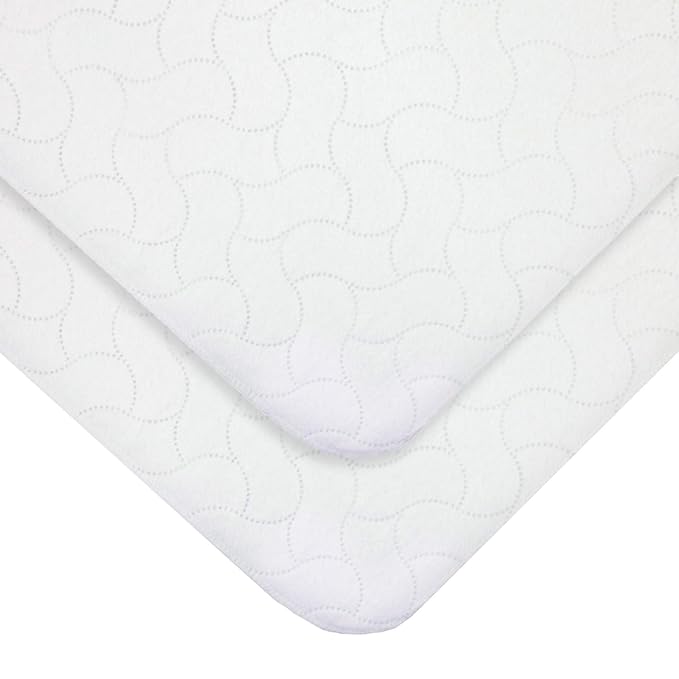 American Baby Company 2 Pack Waterproof Reusable Embossed Quilt-Like Flat Crib Protective Mattress Pad Cover for Babies, Adults and Pets, White