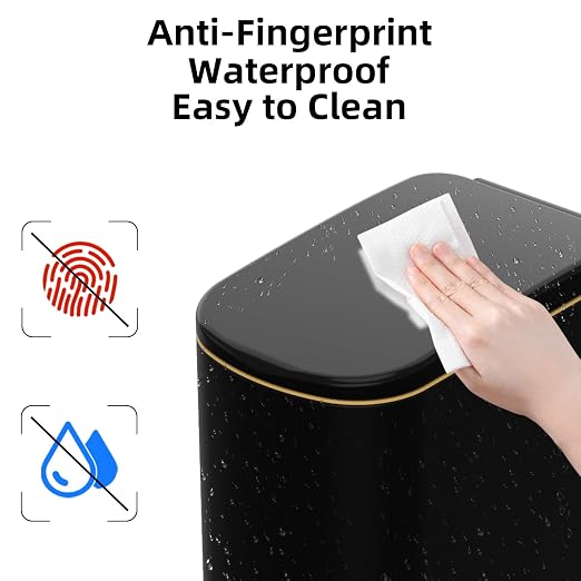 KSSKSS 2.6 Gallon Slim Bathroom Trash Can with Soft Close Lid, 10L Stainless Steel Garbage Can with Removable Liner Bucket, for Narrow Spaces, Bathroom, Bedroom (Matt Black) - Image 6