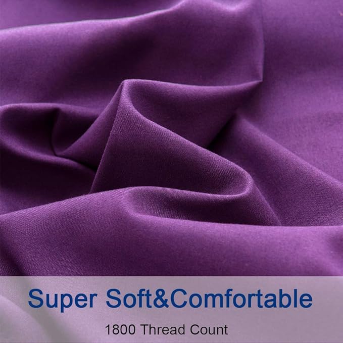 SONORO KATE Bed Sheet Set Super Soft Microfiber 1800 Thread Count Luxury Egyptian Sheets 18-Inch Deep Pocket，Wrinkle and Hypoallergenic-6 Piece (Purple, Twin XL-6 Piece)